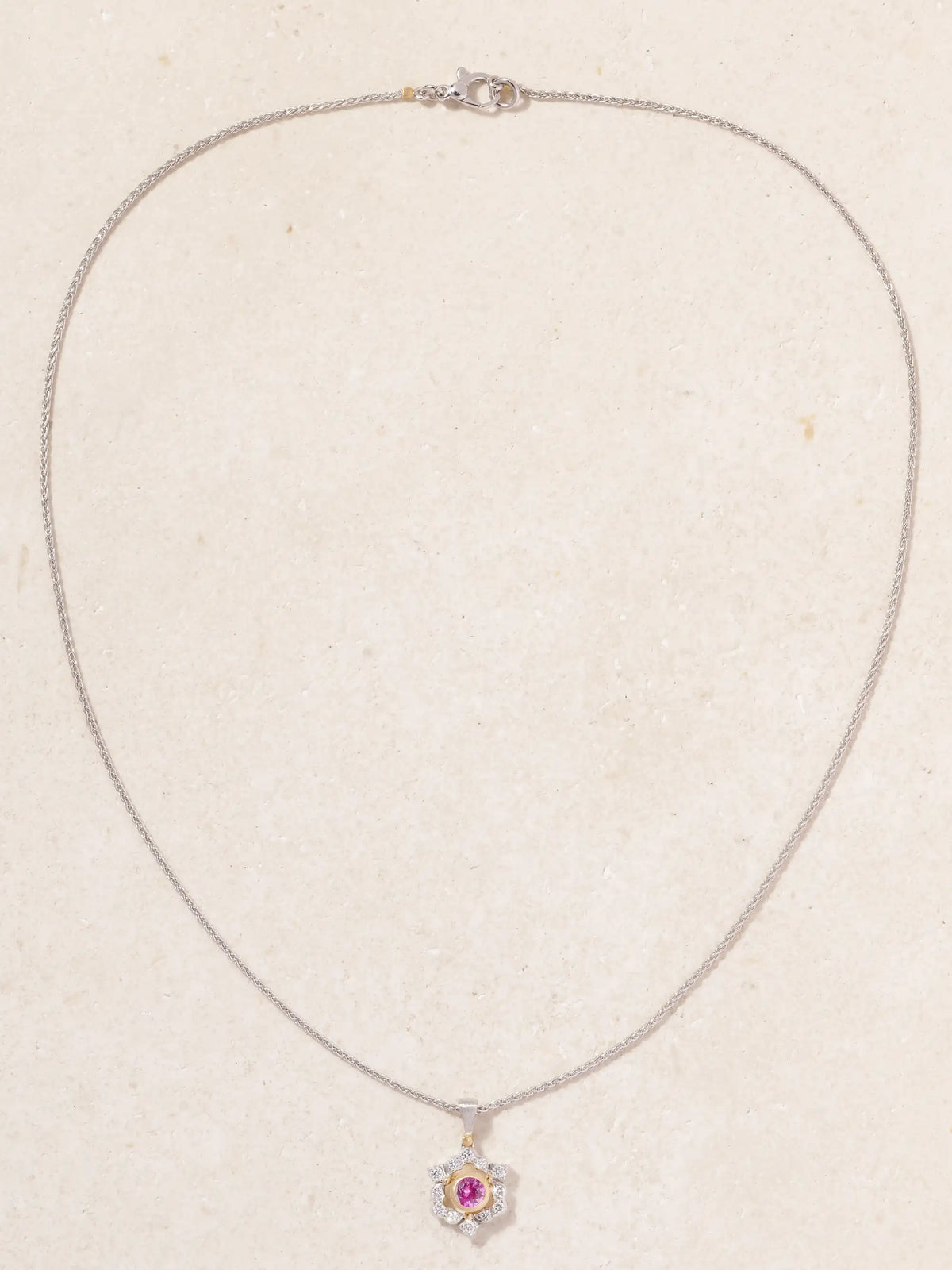 14-karat White And Yellow Gold Diamond And Sapphire Necklace