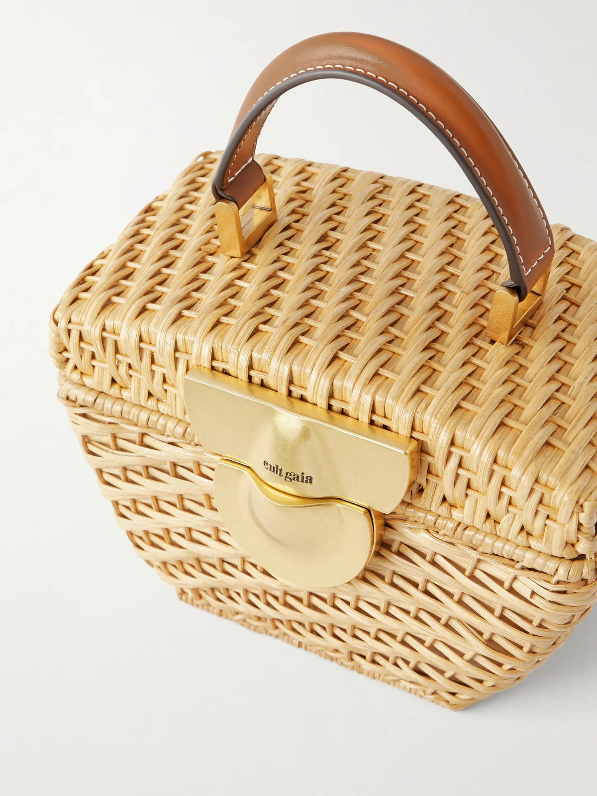 Tyla Leather-trimmed Raffia Tote