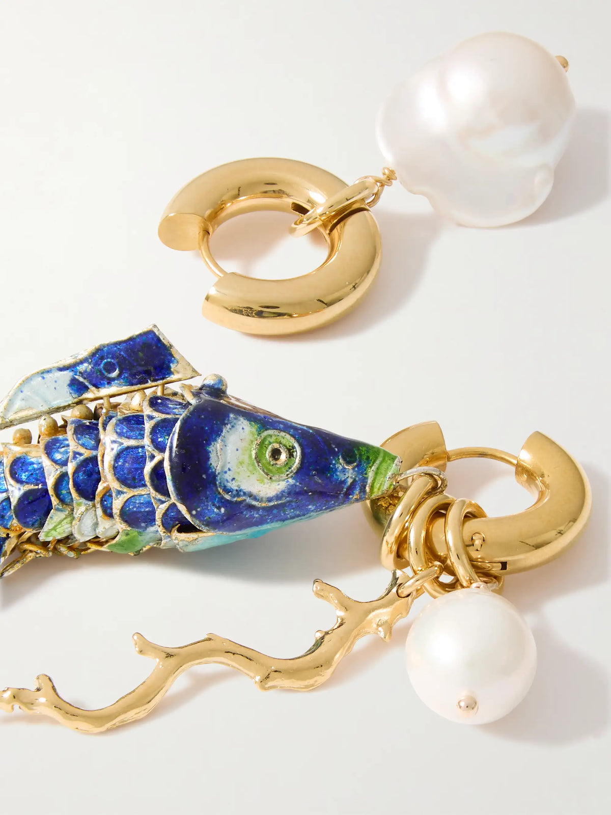Barrier Gold-plated, Pearl And Enamel Hoop Earrings