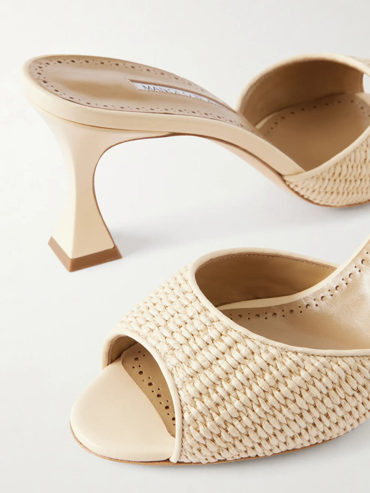 Jadara 70 Leather-trimmed Raffia Mules
