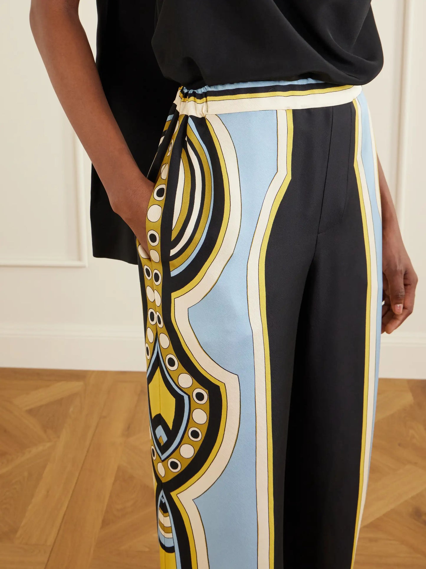Club Printed Silk-twill Wide-leg Pants