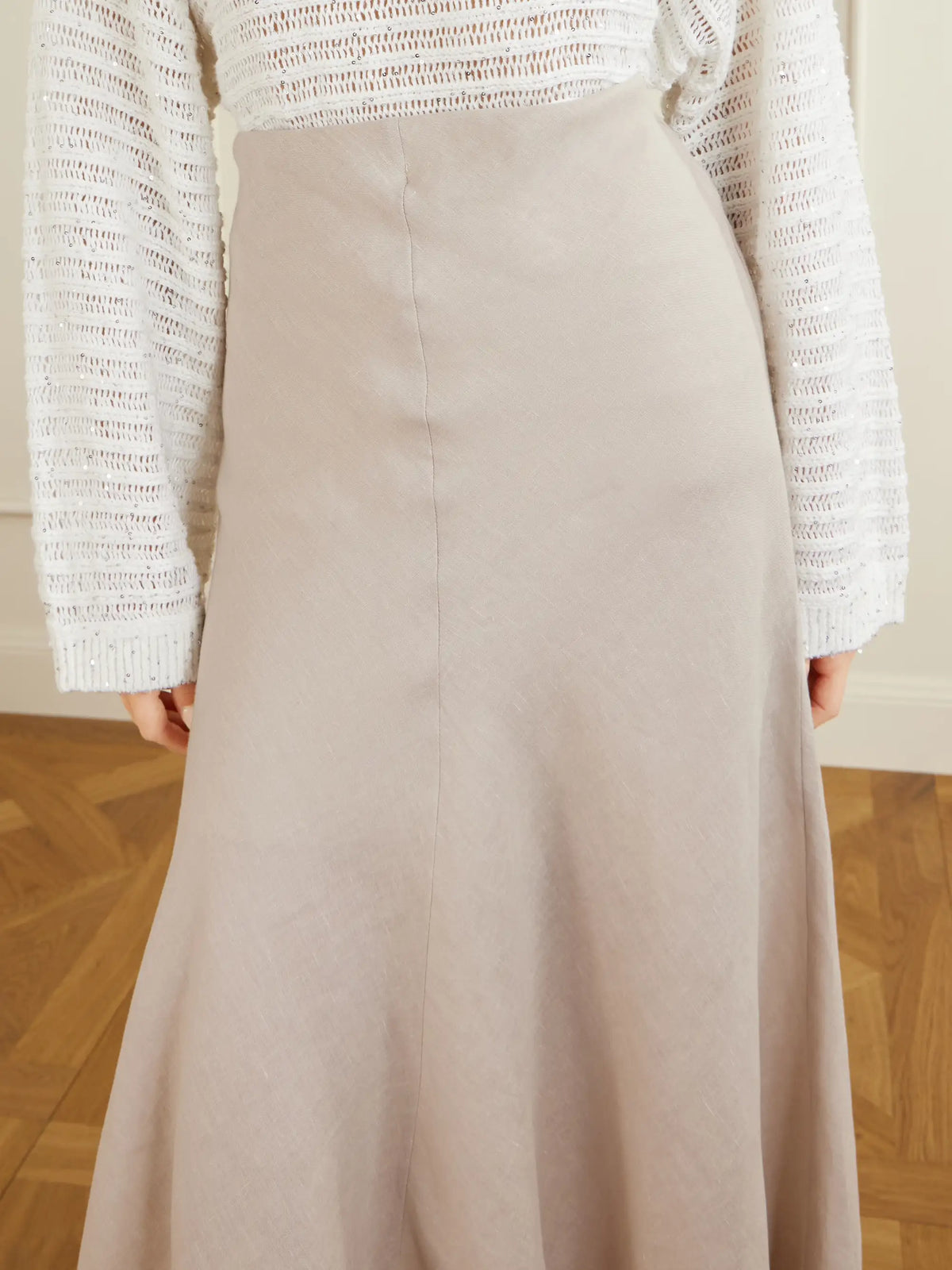 Brunello Cucinelli Linen Midi Skirt