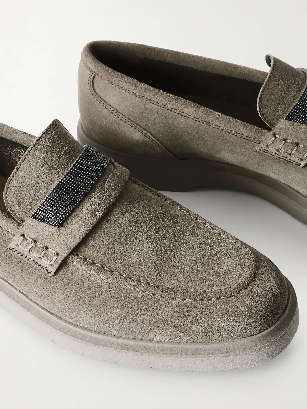 Embellished Suede Loafers