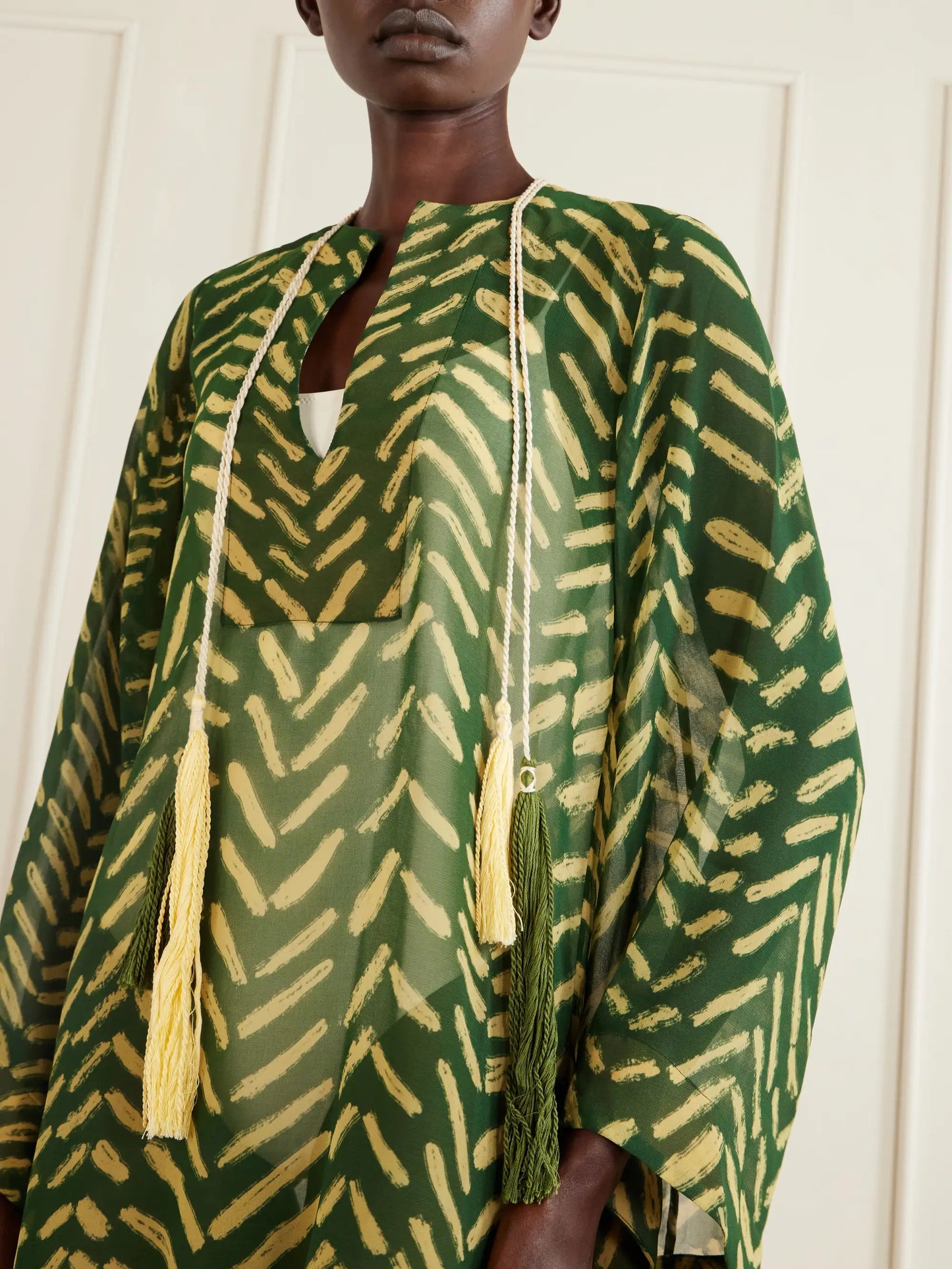 Refugio De Sol Tasseled Printed Recycled Georgette Coverup