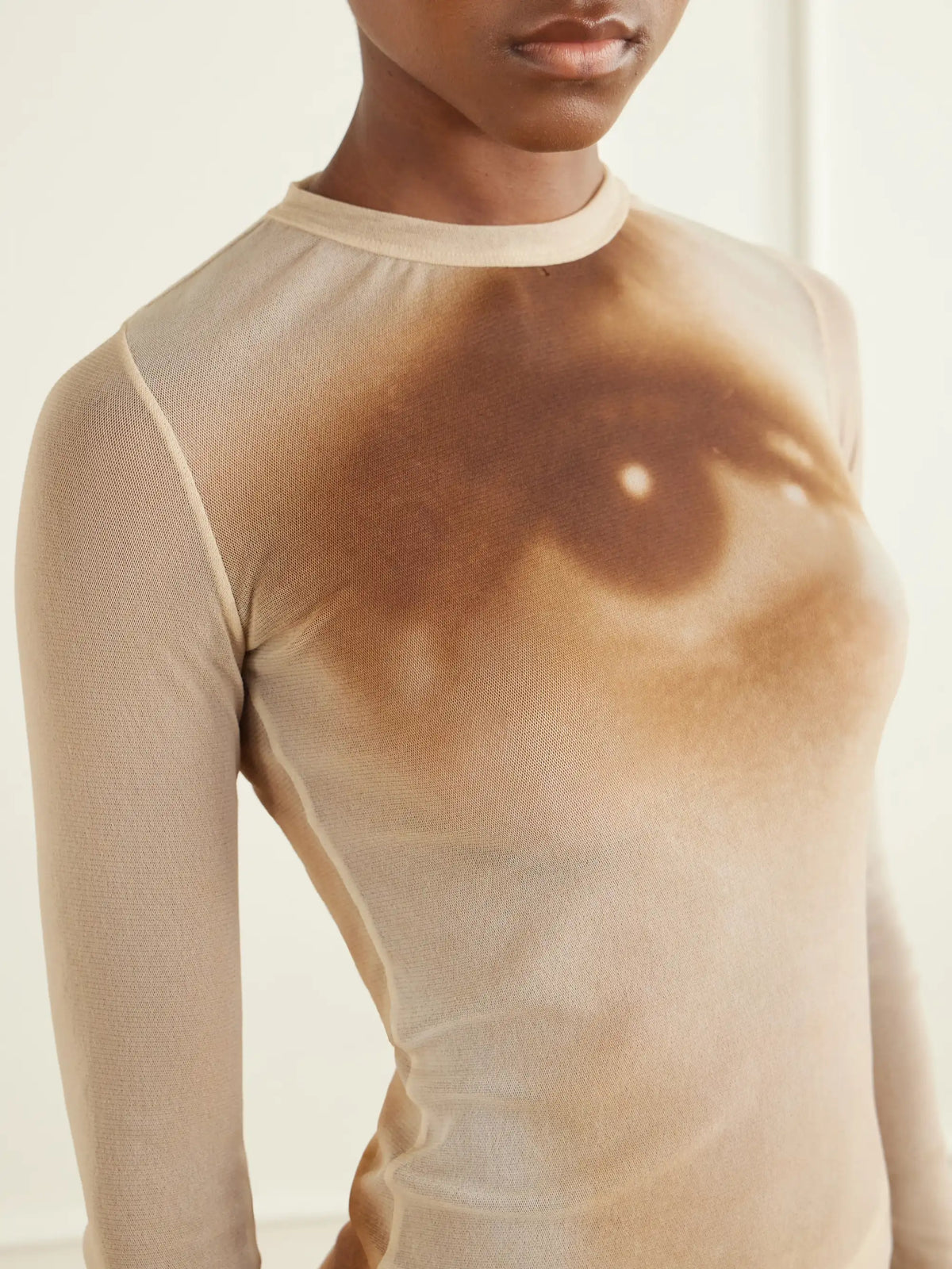 Jean Paul Gaultier Face Printed Mesh Blouse
