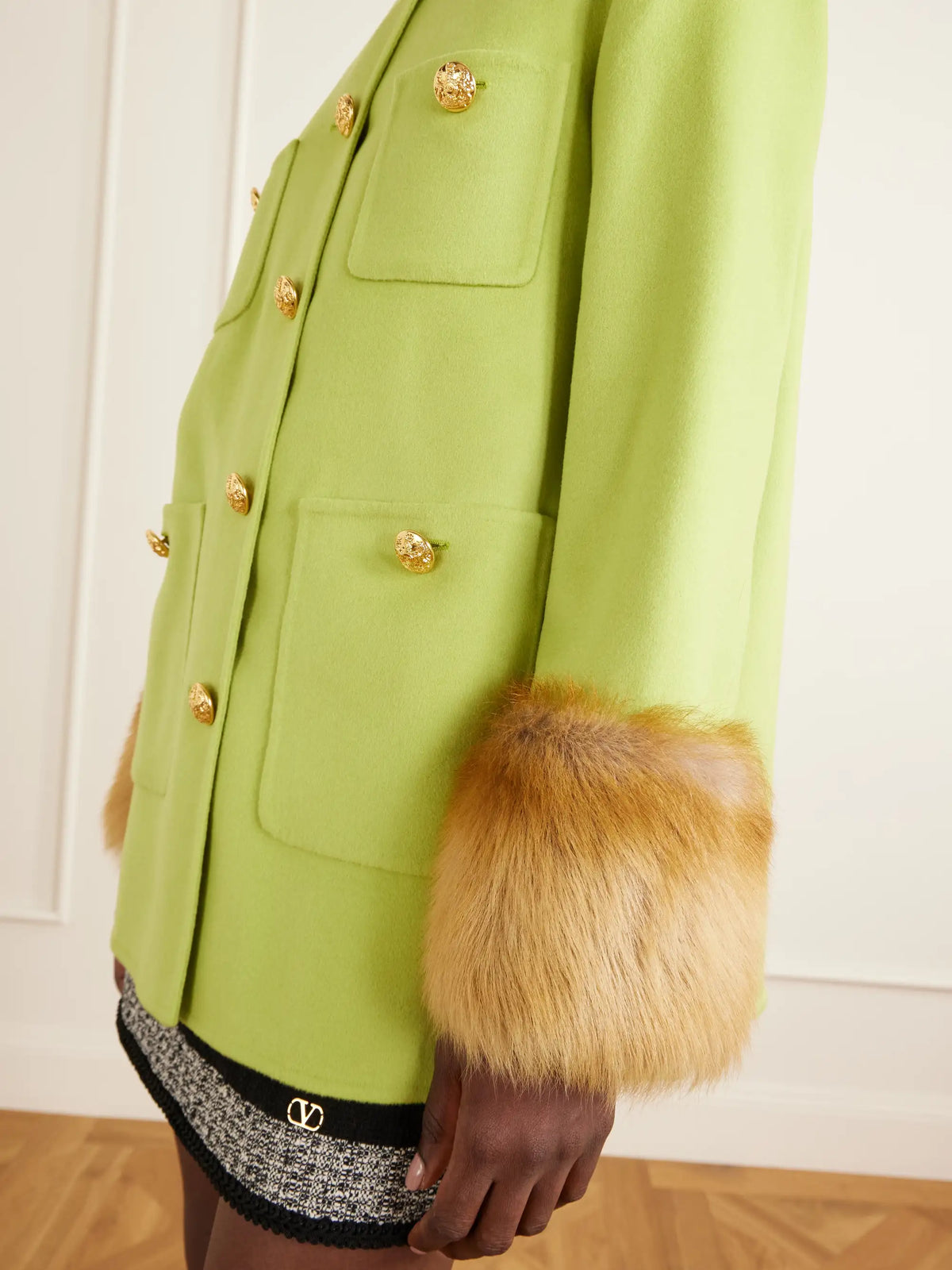 Shearling-trimmed Wool And Cashmere-blend Coat
