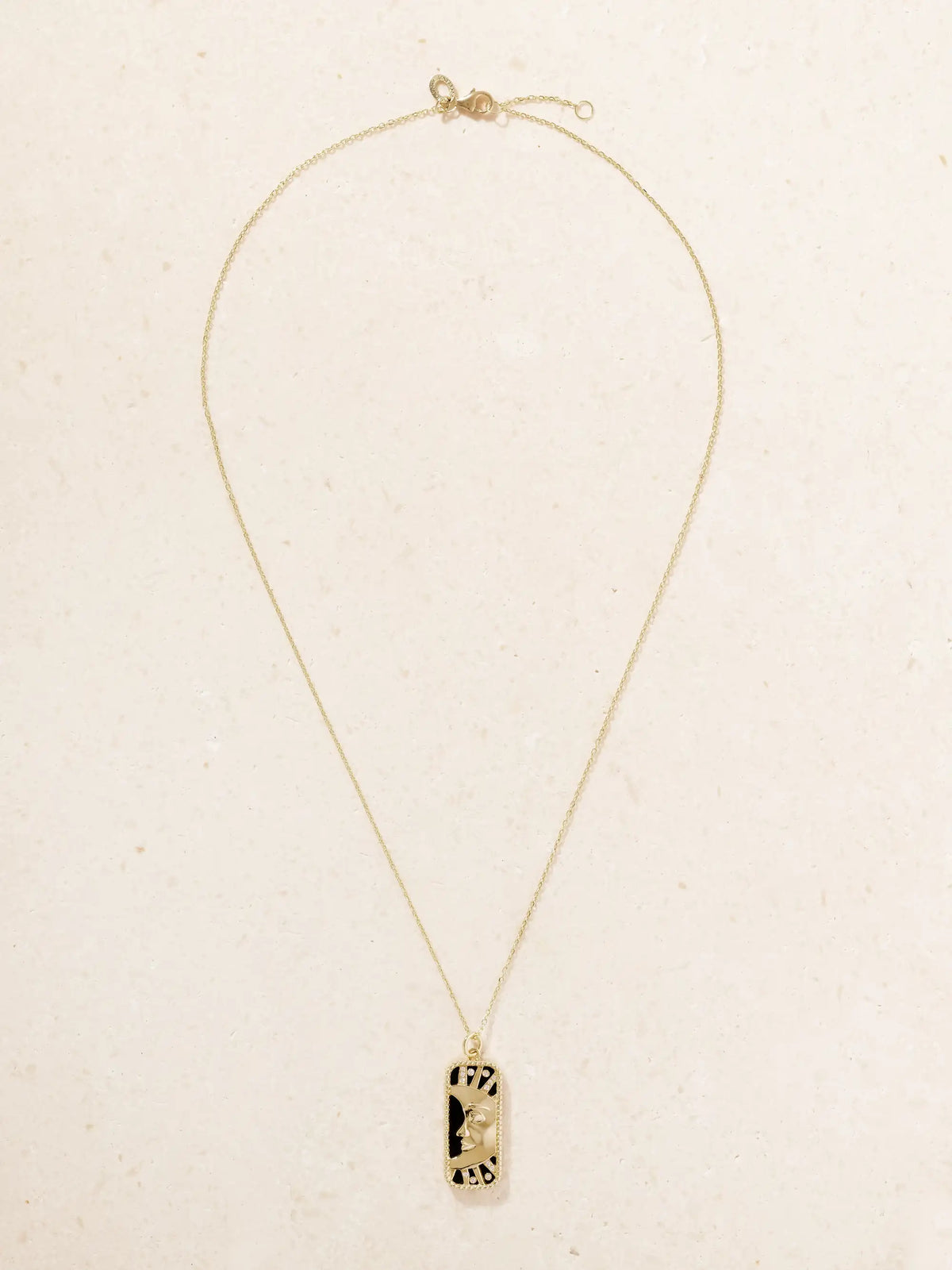 L'Atelier Nawbar Moon To My Sun 18-karat Gold, Diamond And Onyx Pendant Necklace