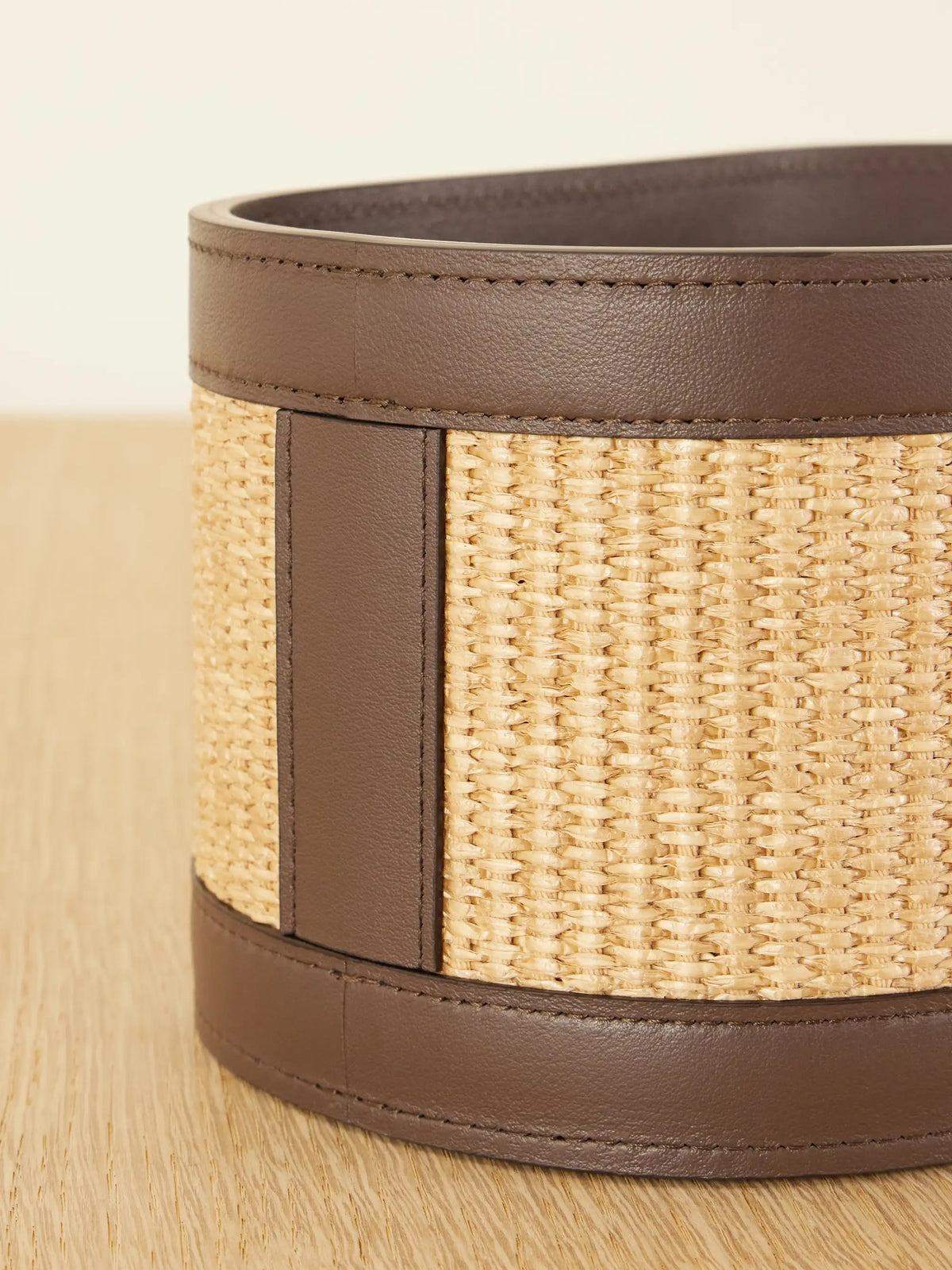 Raffia And Leather Basket