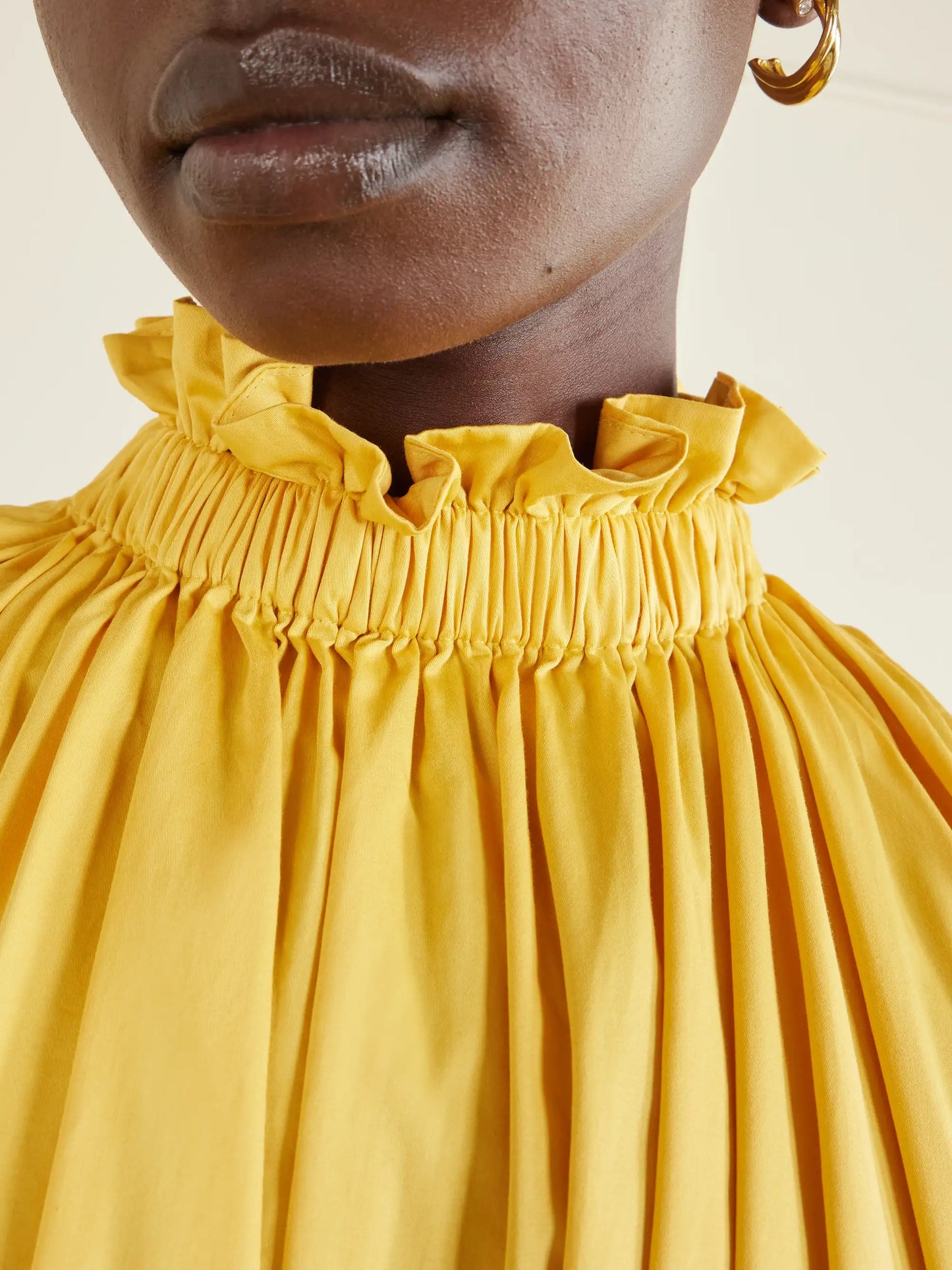 Camogli Belted Ruched Grosgrain-trimmed Cotton-poplin Halterneck Midi Dress