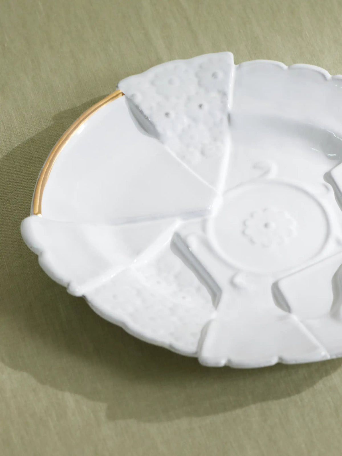 + Sacai Patchwork Gold-plated Ceramic Dinner Plate
