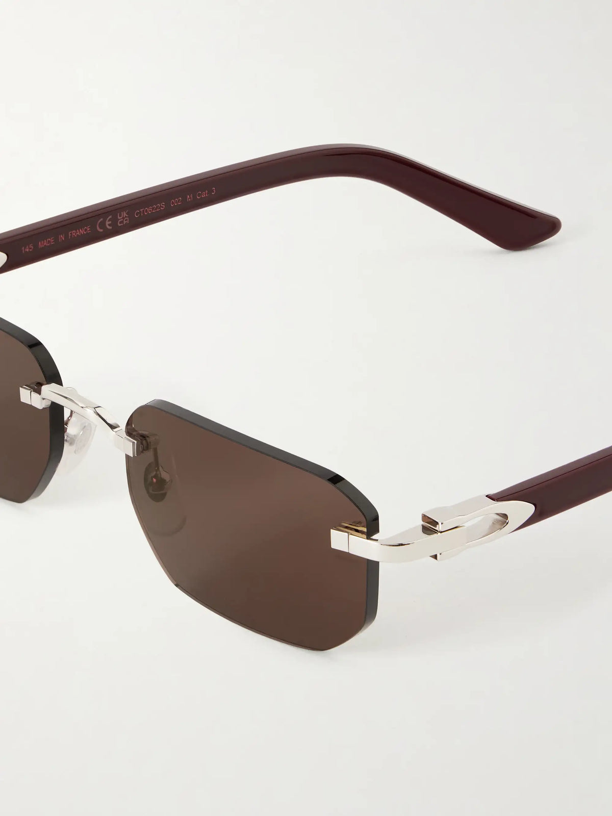 Signature C Rimless Rectangular-frame Silver-tone And Acetate Sunglasses