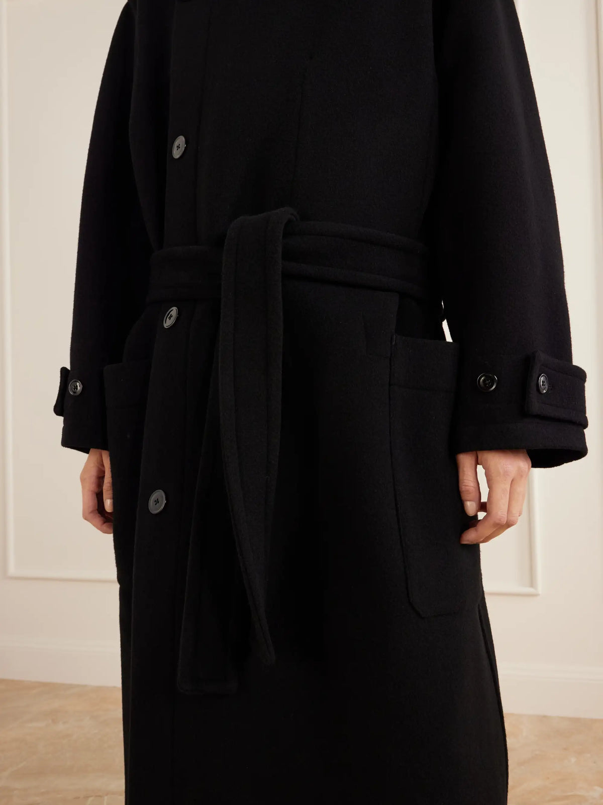 LEMAIRE Belted Double-breasted Wool-felt Coat