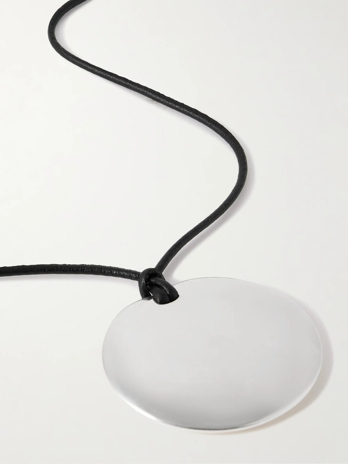 Medium Full Moon Cord And Silver Necklace
