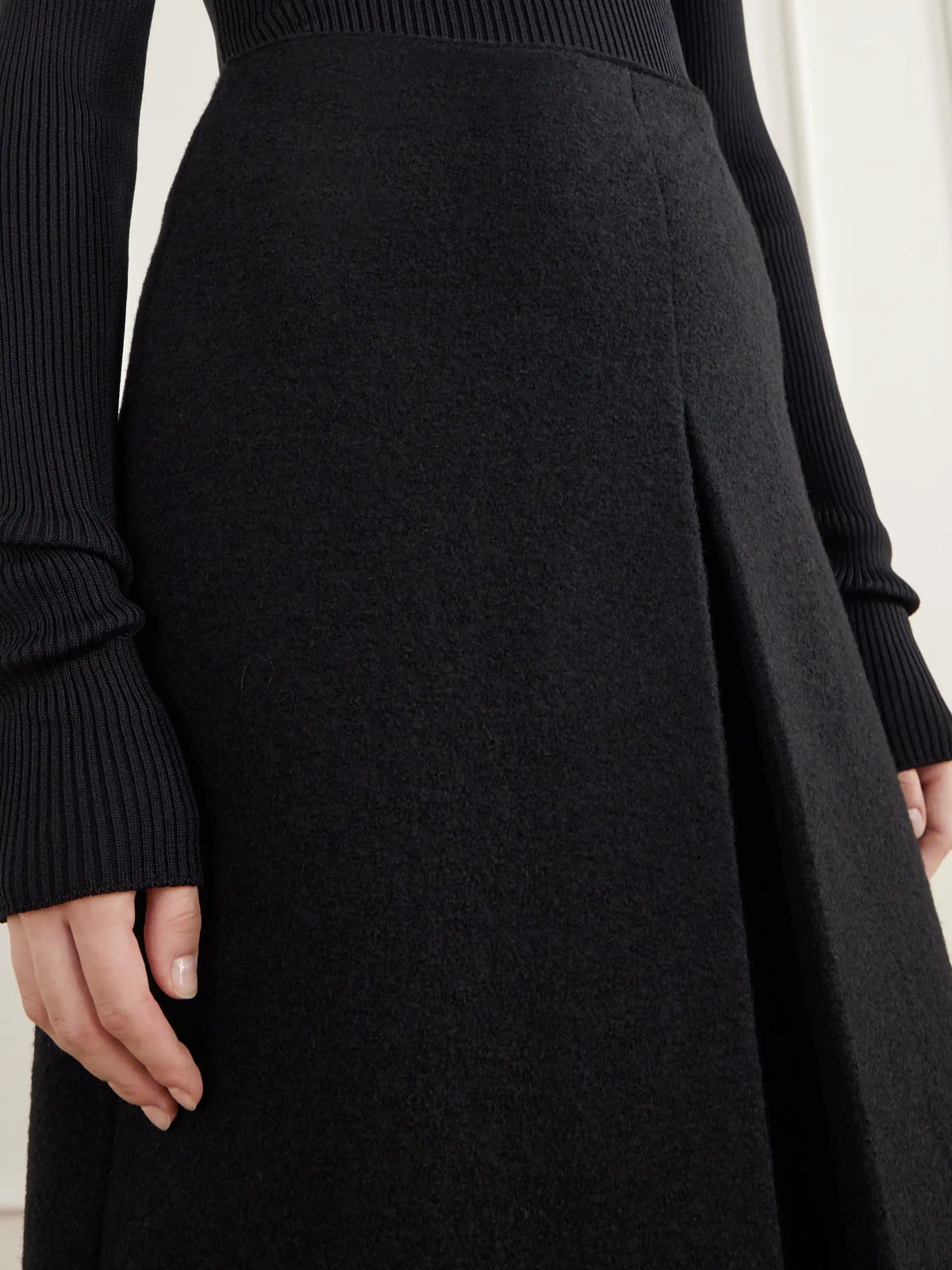 RIER Walker Felted Wool-fleece Wrap Midi Skirt