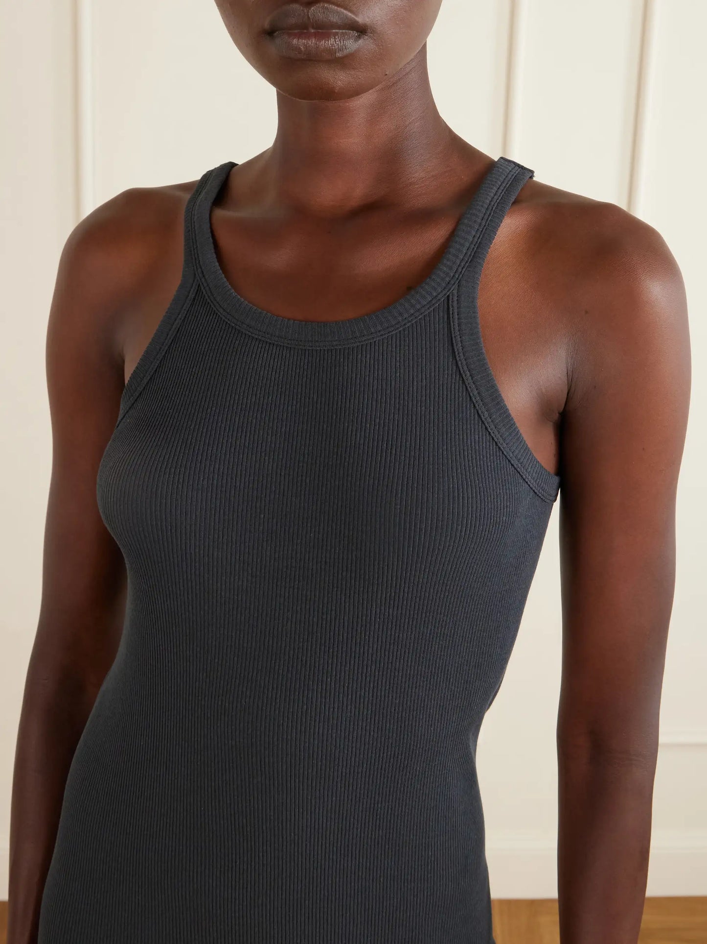Tubular Ribbed Cotton Midi Dress