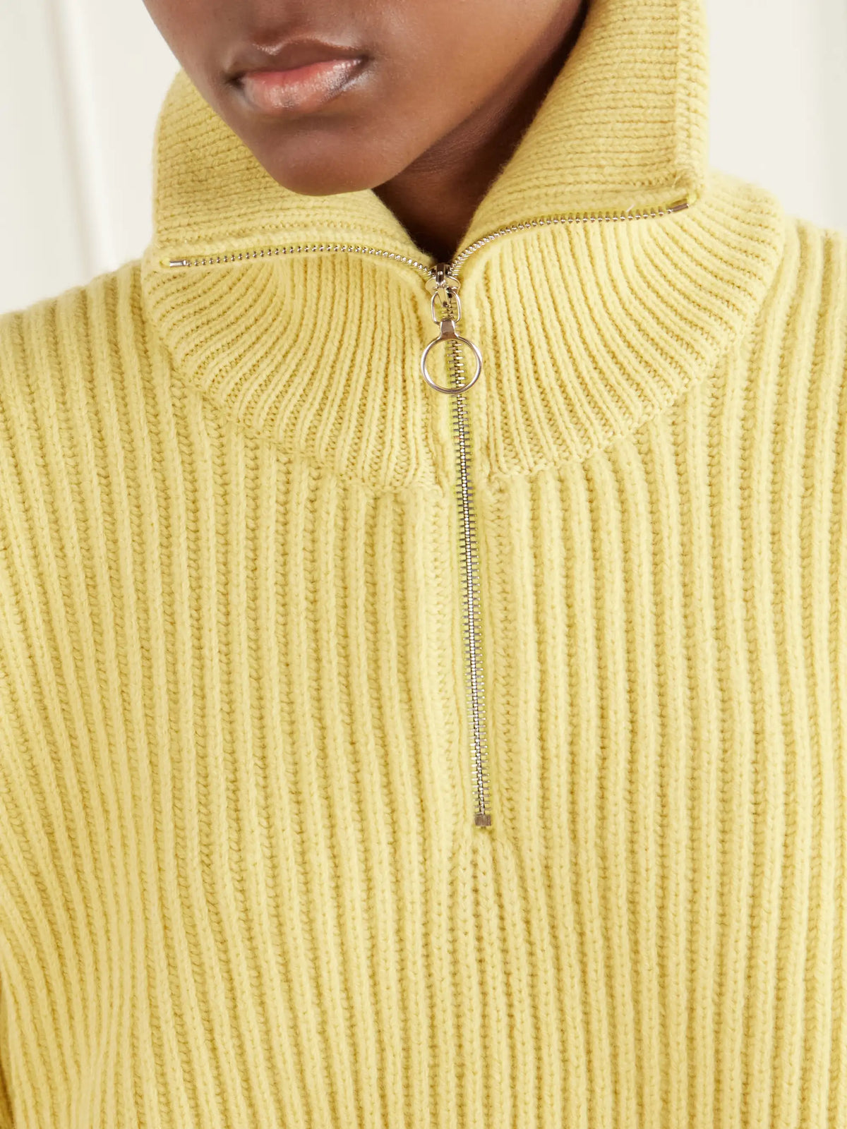 &Daughter Ribbed Wool Half-zip Sweater