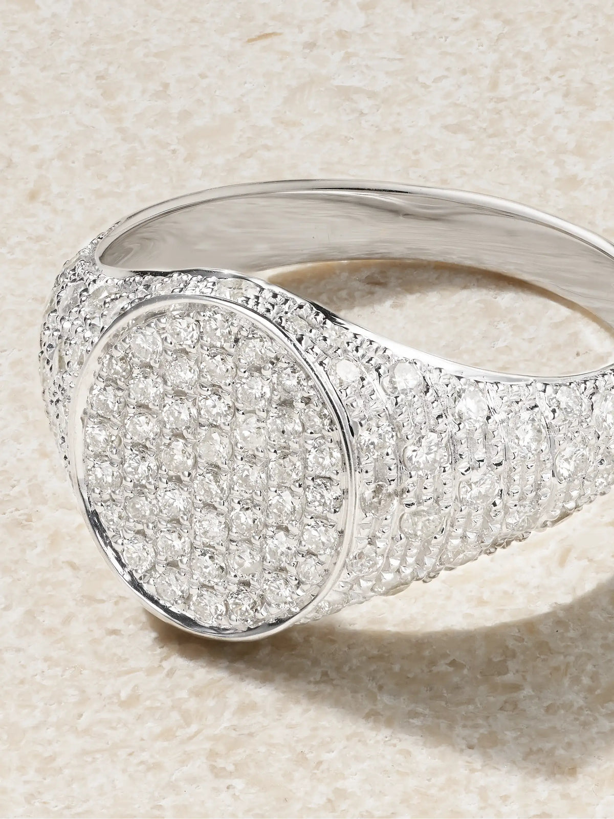 Mini Chevalière 9-karat White Gold Diamond Ring