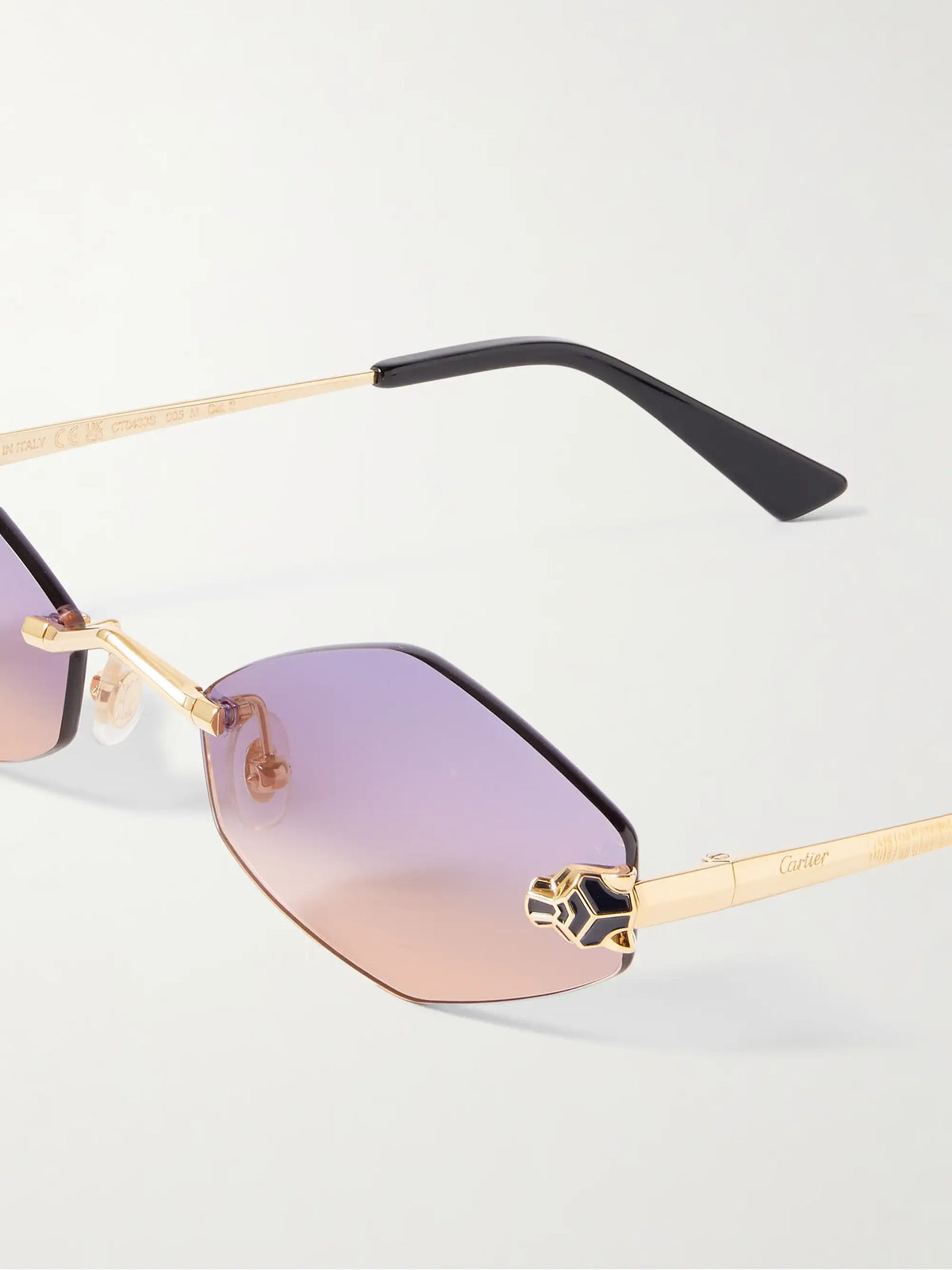 Panthère Hexagon-frame Gold-tone Sunglasses