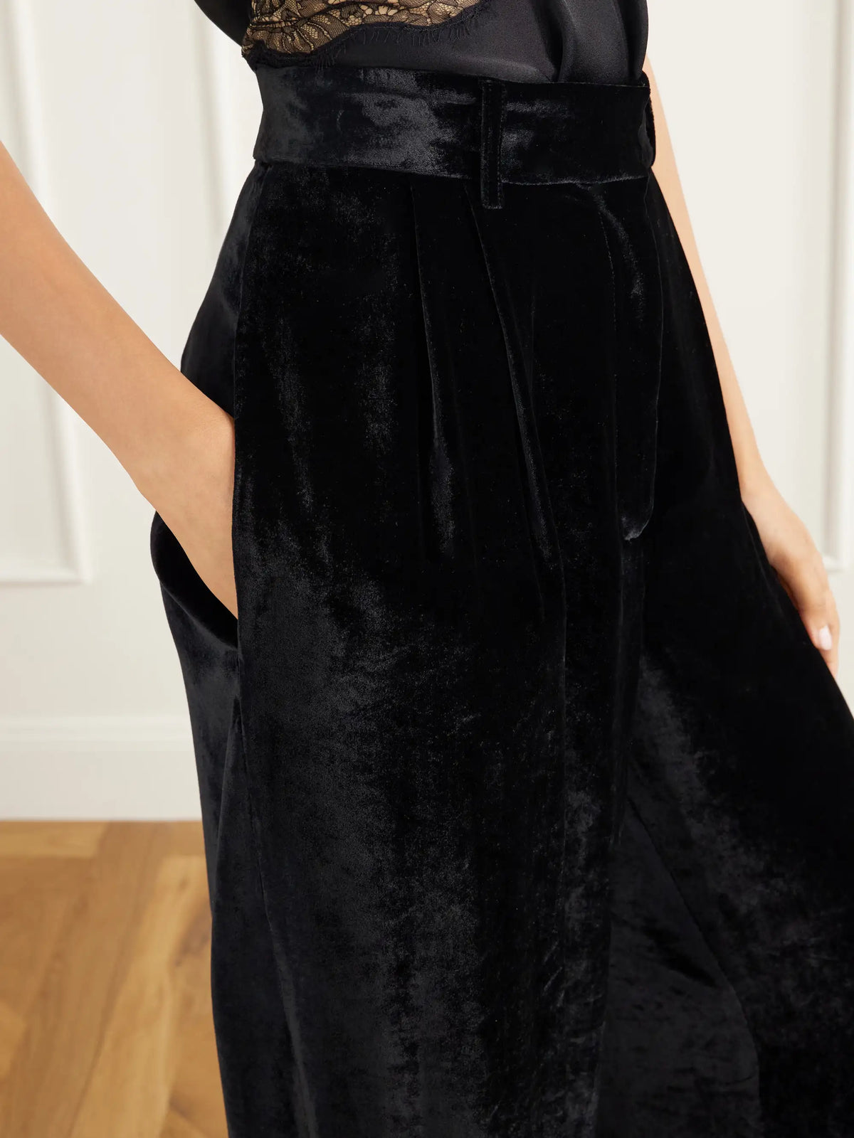 Stella McCartney Pleated Velvet Wide-leg Pants