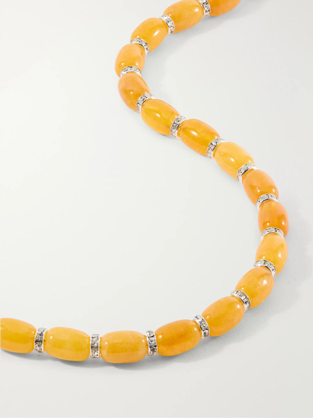 Donna Rhodium-pleated, Rhodochrosite And Crystal Beaded Necklace