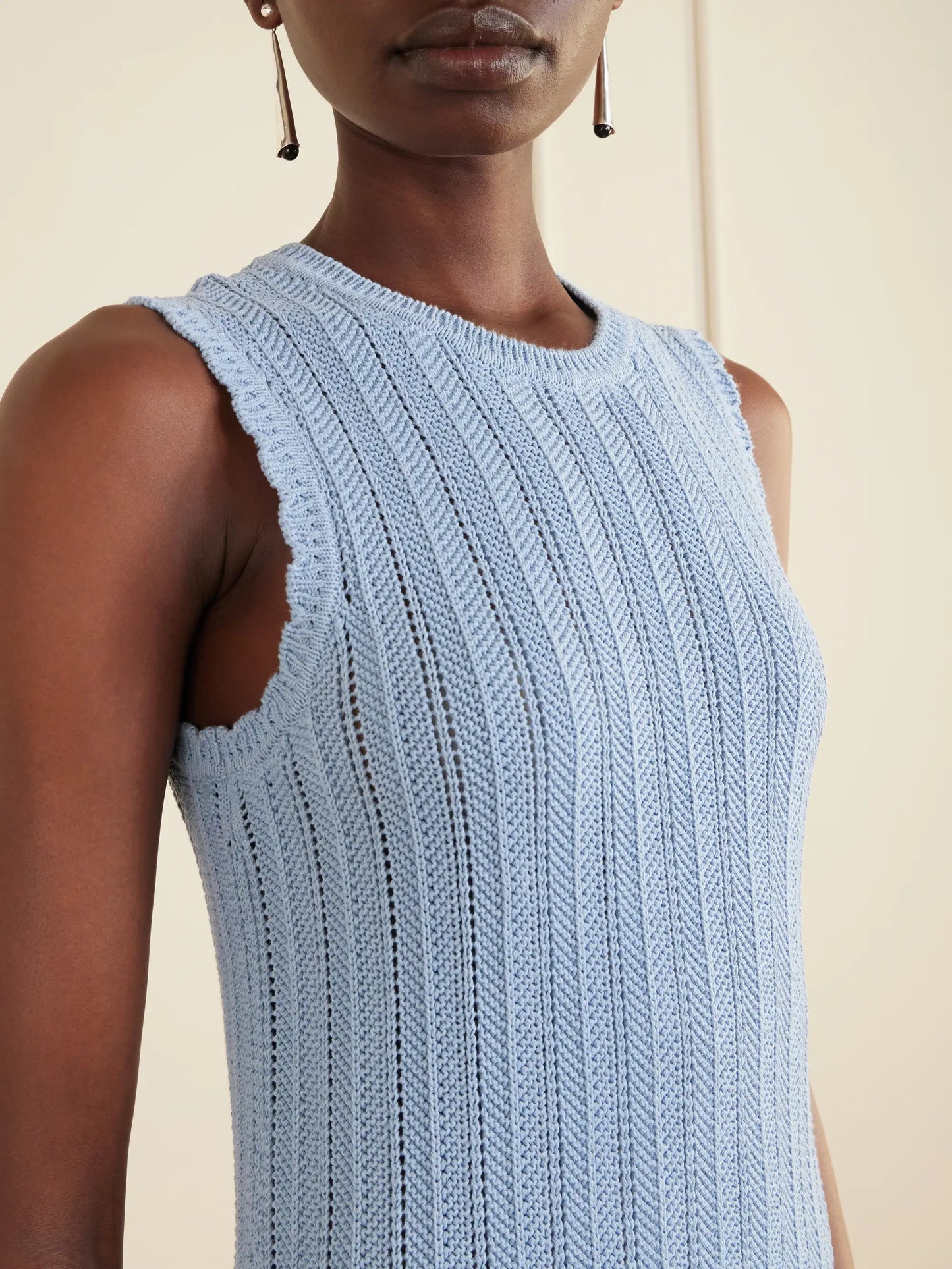 Sissi Scalloped Open-knit Organic Cotton Dress
