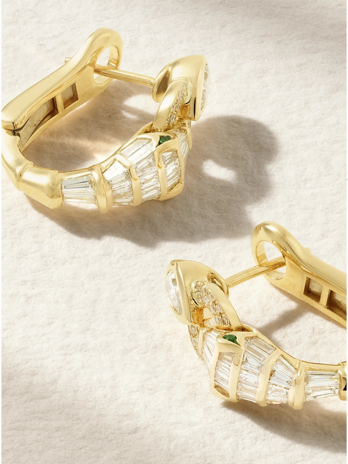 Serpentine 18-karat Gold, Diamond And Garnet Earrings