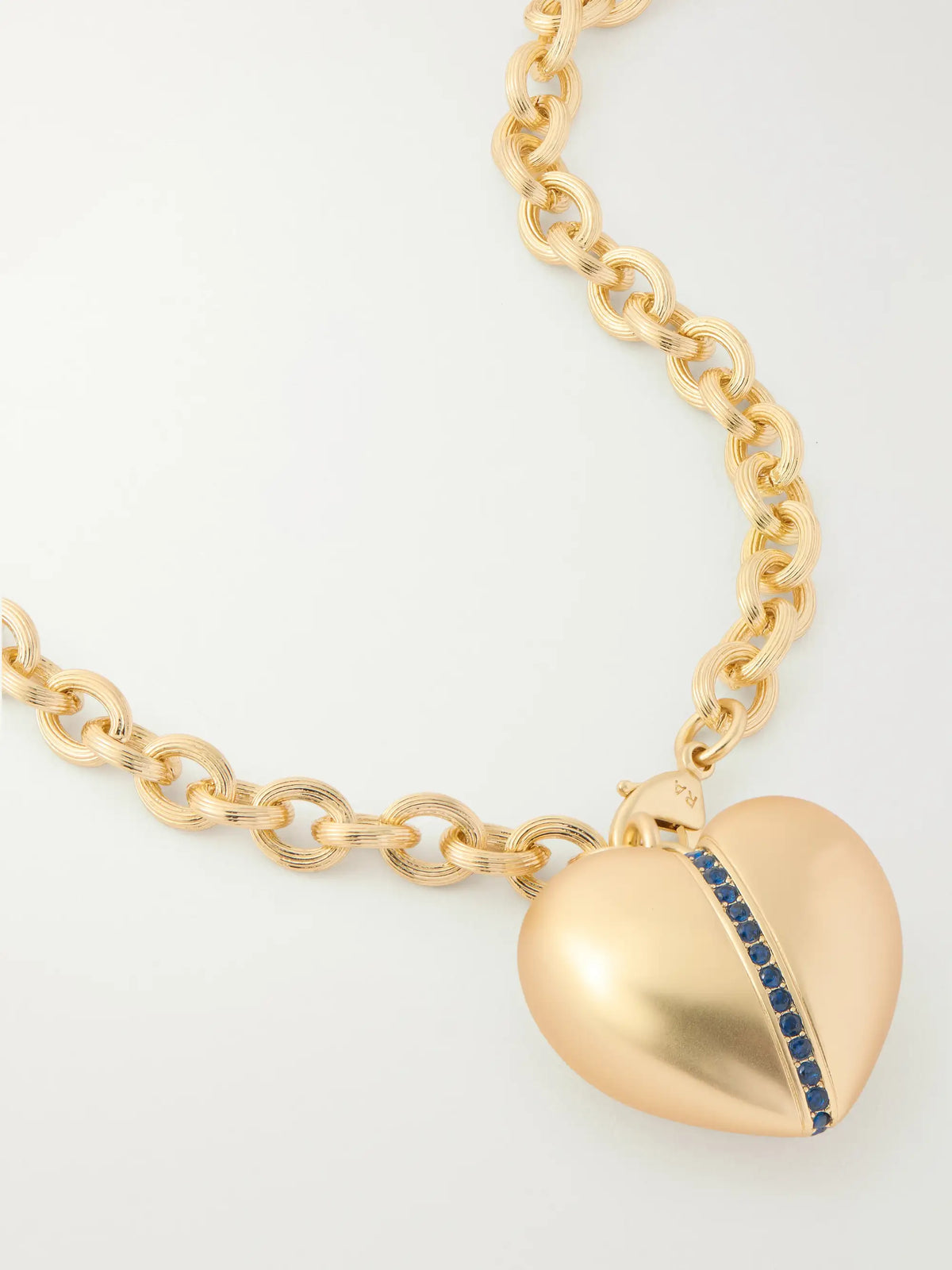 The Sapphire Stripe Puffy Heart Gold-tone And Sapphire Necklace