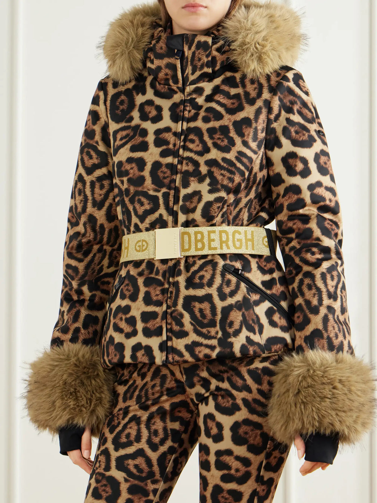 Goldbergh Jagger Belted Plush-trimmed Leopard-print Ski Jacket