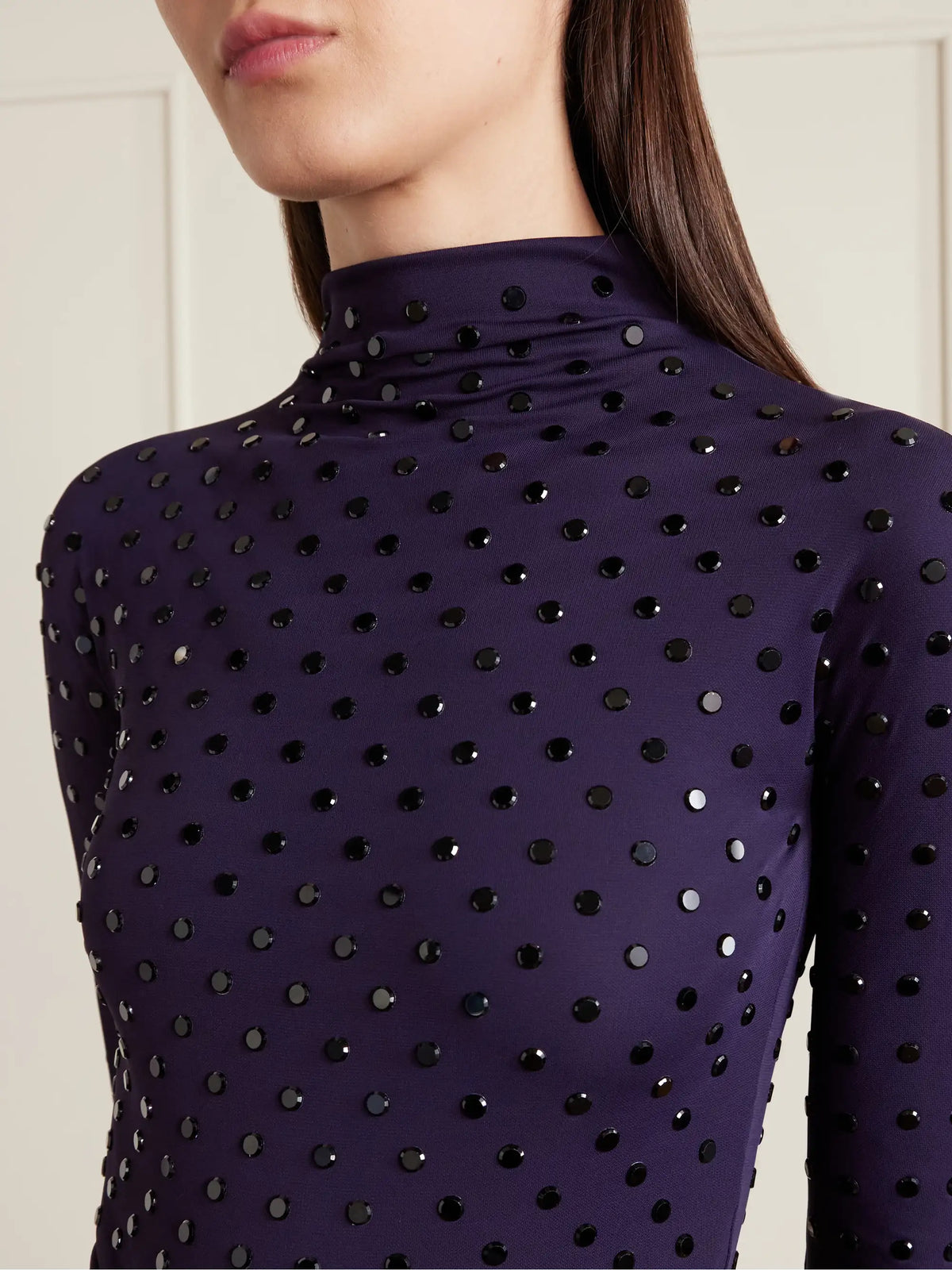Gathered Crystal-embellished Jersey Midi Dress