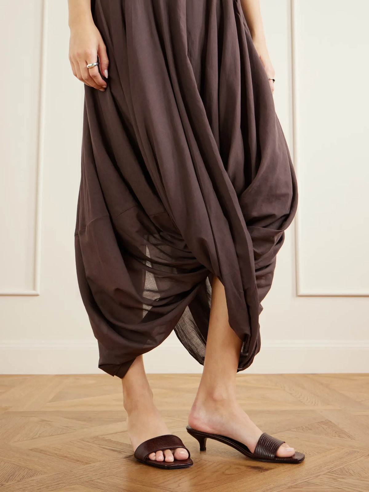 Draped Organic Cotton And Lyocell-blend Maxi Skirt