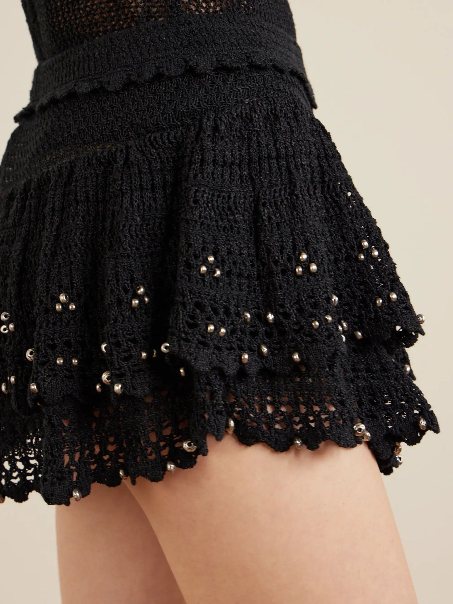 Metuanie Crocheted Embellished Cotton-blend Shorts