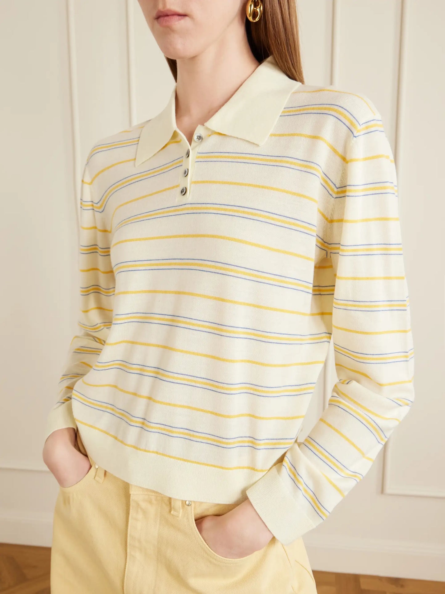 James Striped Merino Wool Polo Shirt