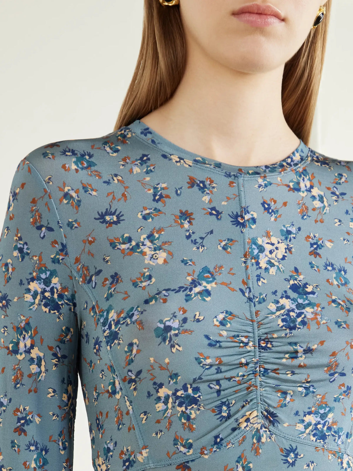 Ulla Johnson Gathered Floral-print Stretch-jersey Blouse