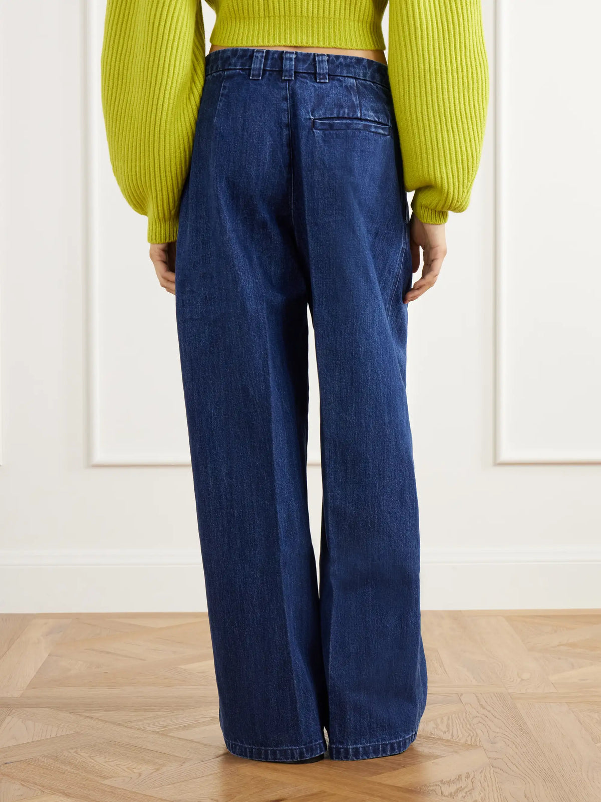 RÙADH The Crewe Pleated Recycled High-rise Wide-leg Jeans
