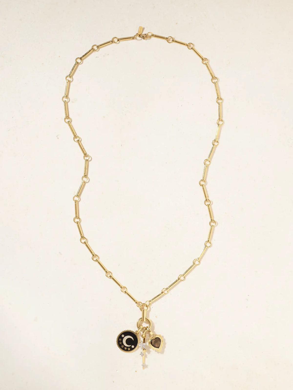 18-karat Gold, Enamel, Diamond And Quartz Necklace