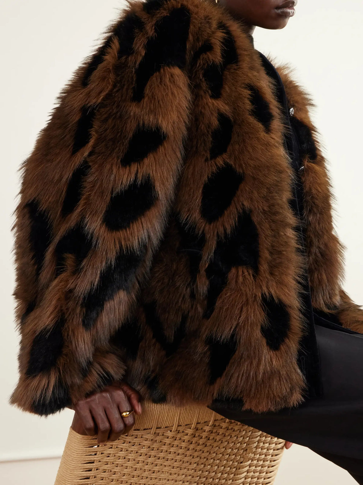 BLAZÉ Milano Chausie Leopard-pattern Velvet-trimmed Plush Jacket