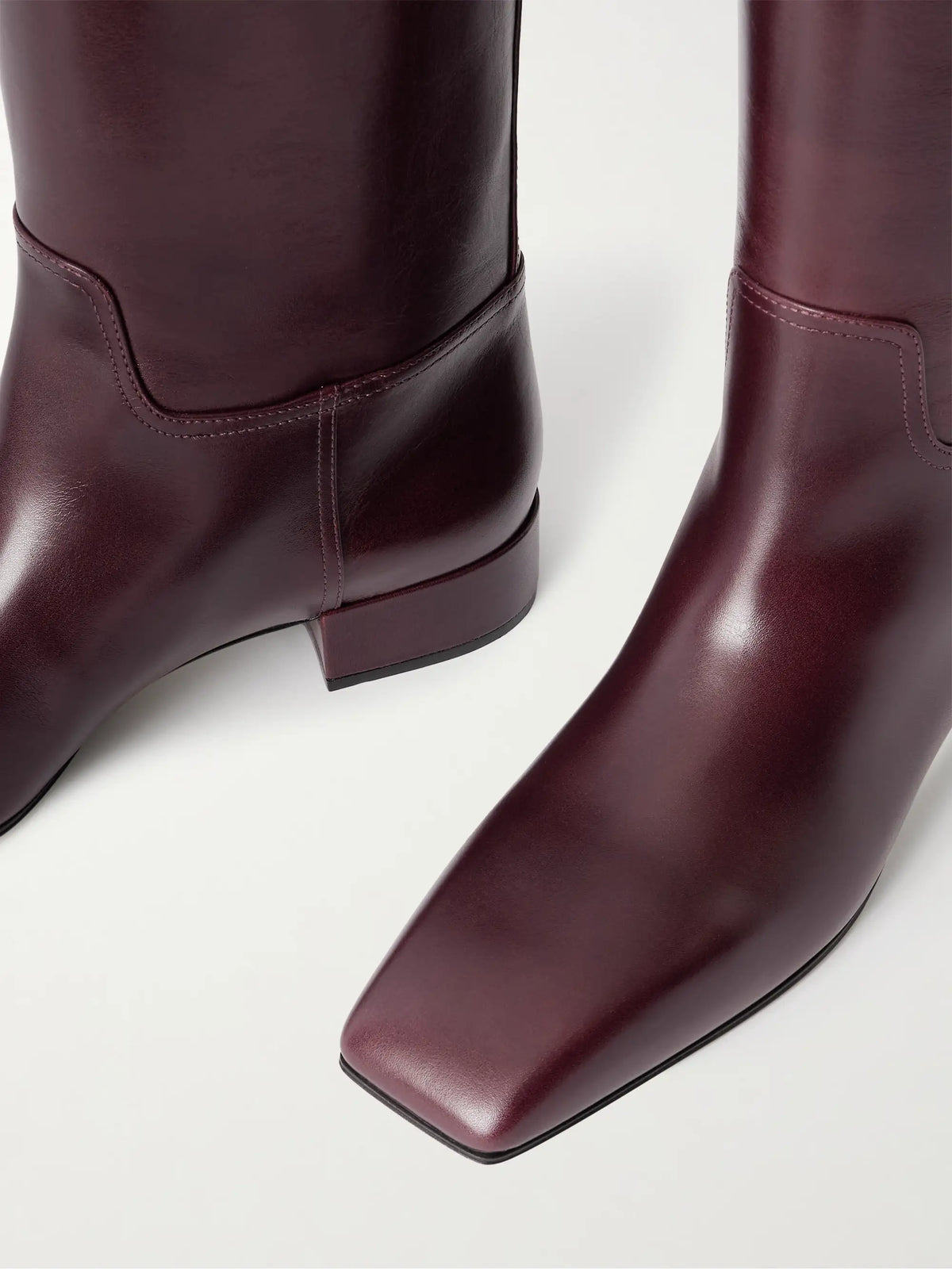 Classic Square Leather Knee Boots