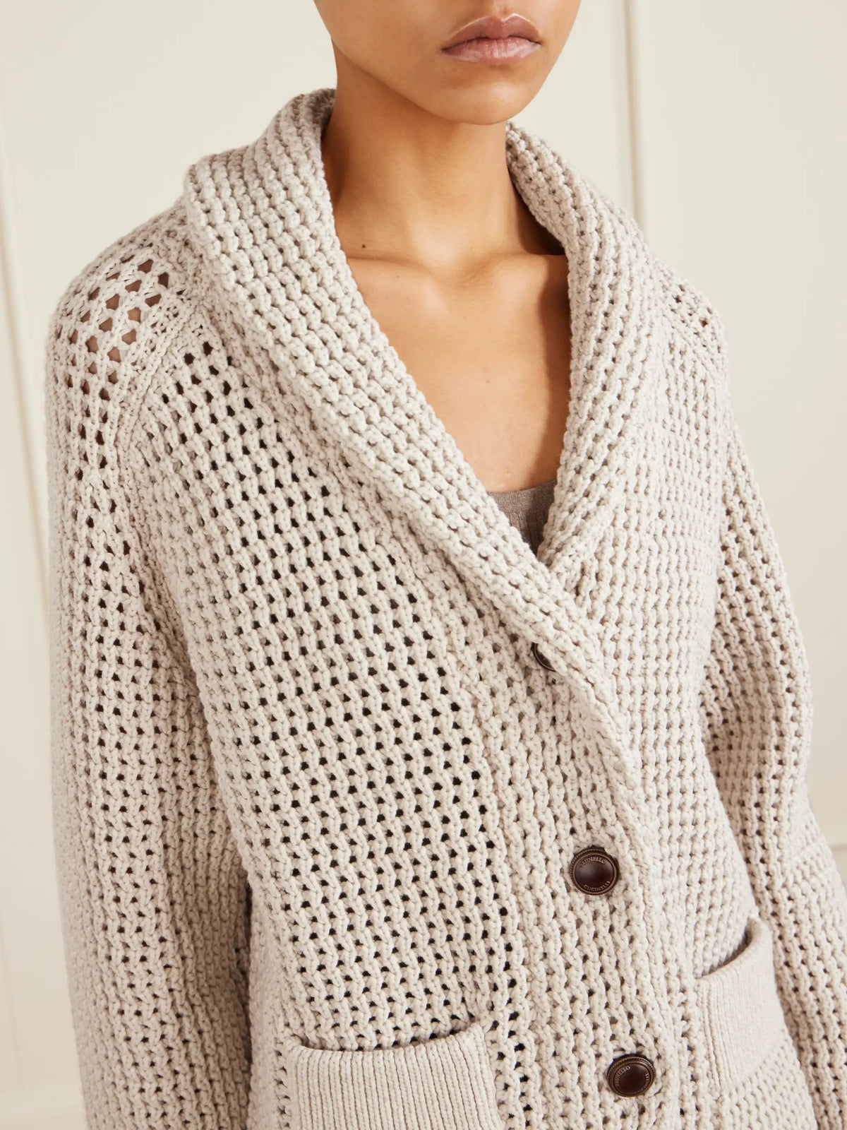 Brunello Cucinelli Open-knit Cotton-blend Cardigan