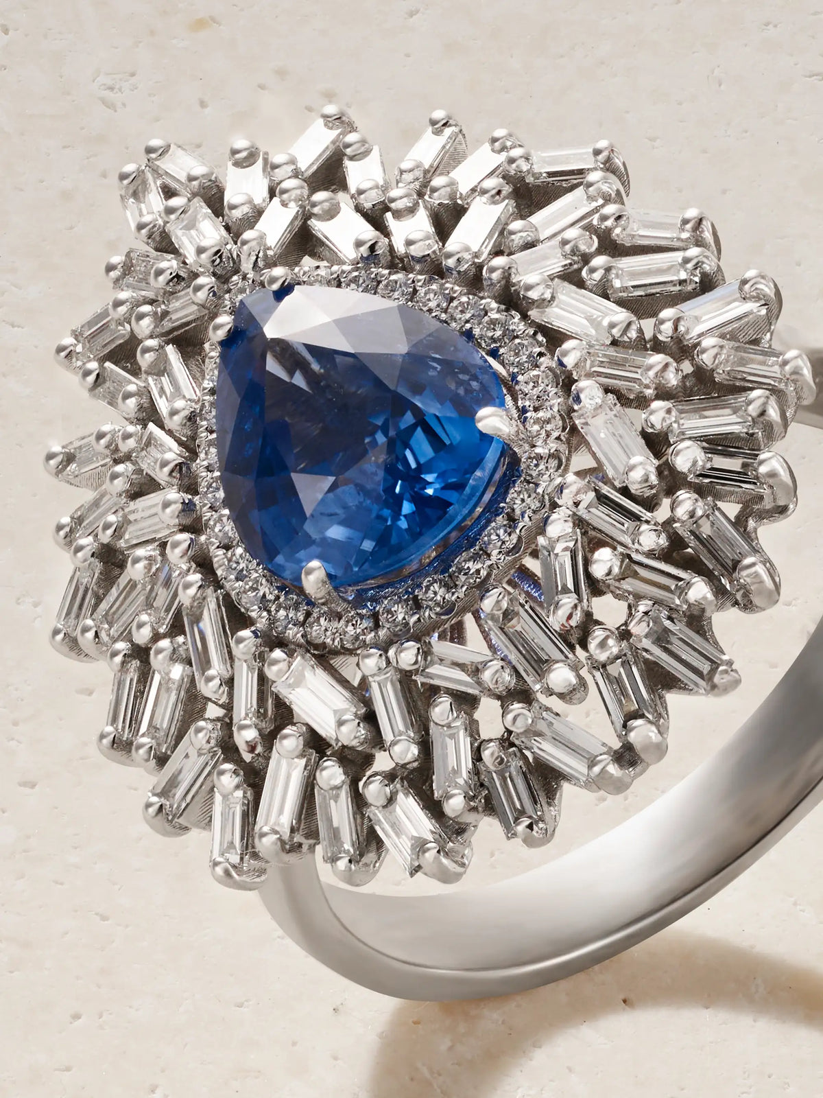Ceylon 18-karat White Gold, Sapphire And Diamond Ring