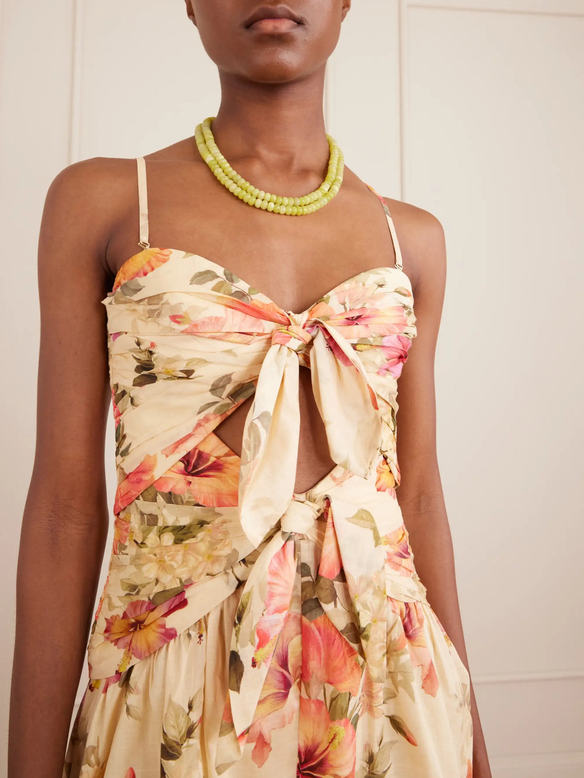 Mahon Cut-out Gathered Floral-print Cotton Playsuit