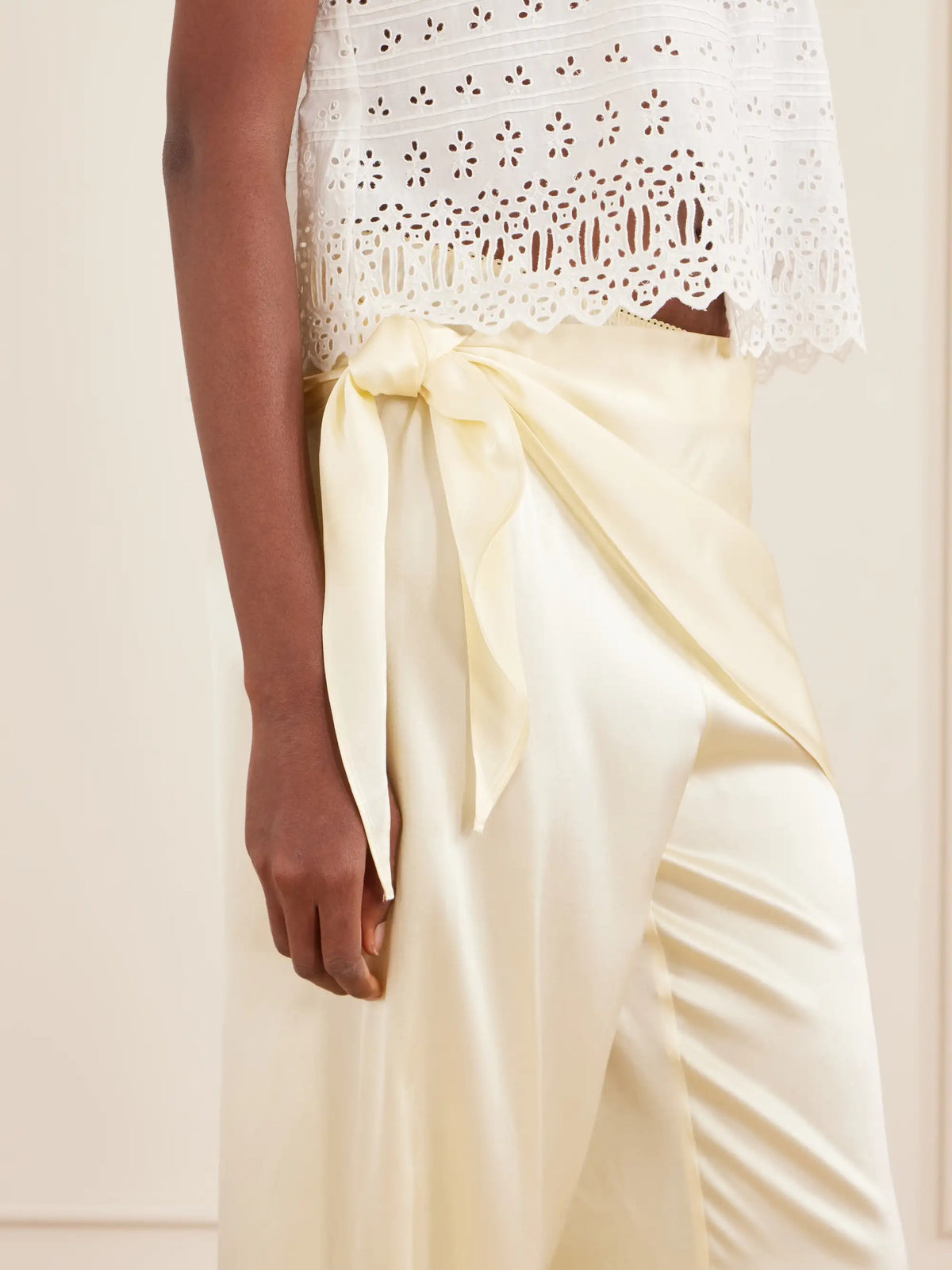 Lavona Tie-detailed Silk-satin Wide-leg Pants