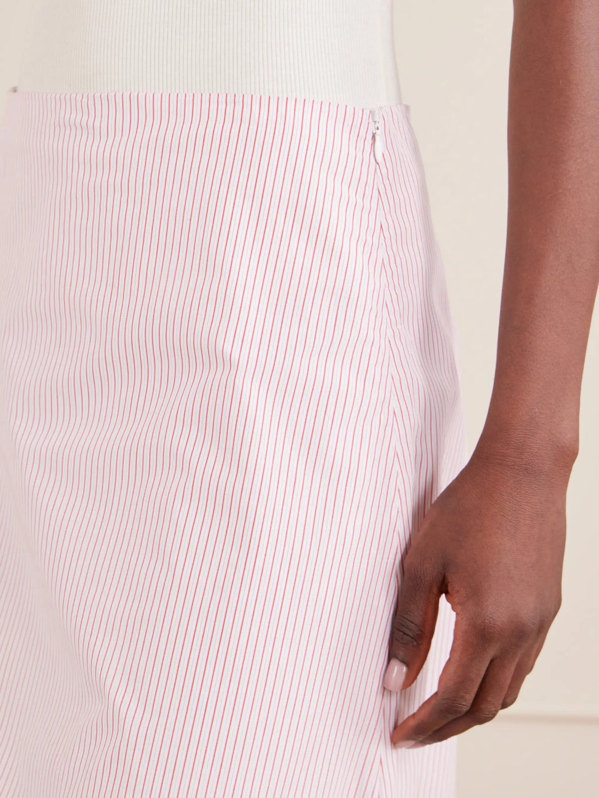 A-line Striped Cotton Midi Skirt