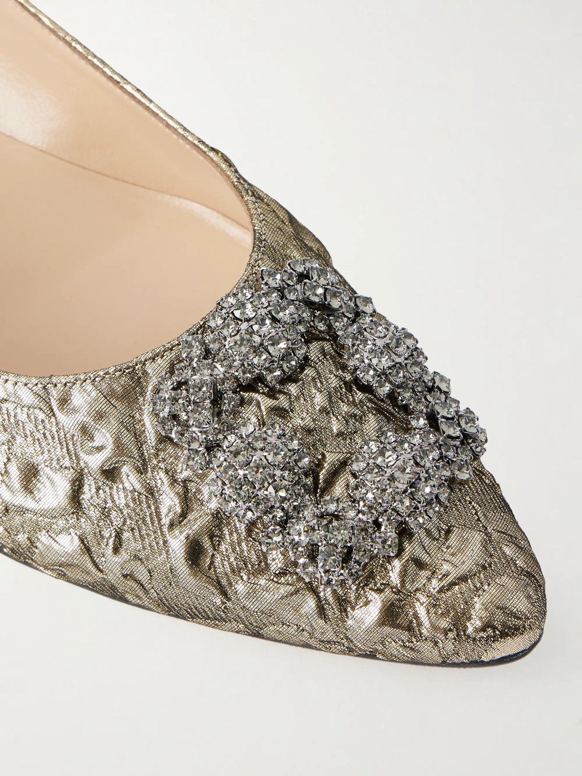 + Emilia Wickstead Hangisi Crystal-embellished Metallic Jacquard Ballet Flats