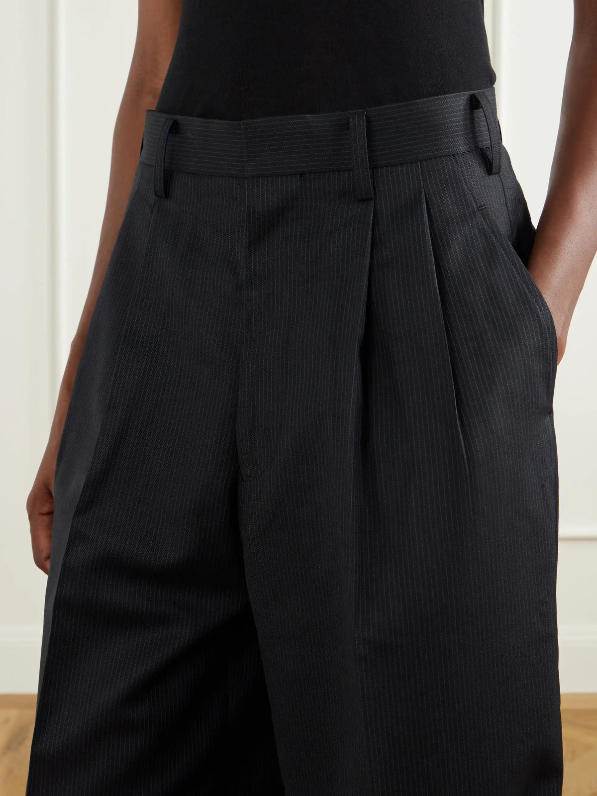 Junya Watanabe Pinstriped Wool-blend Wide-leg Pants