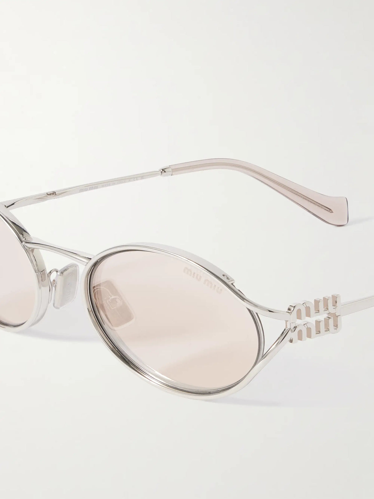Oval-frame Silver-tone Sunglasses