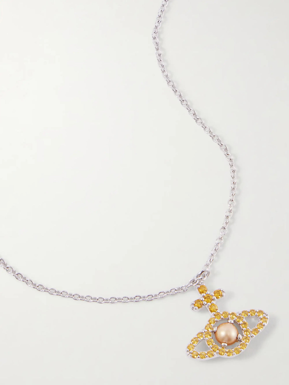 Olympia Platinum, Crystal And Pearl Necklace