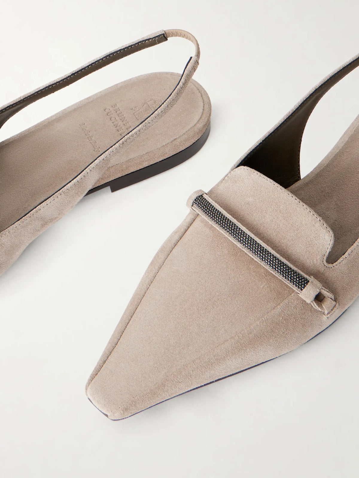 Suede Pointed-toe Slingback Flats