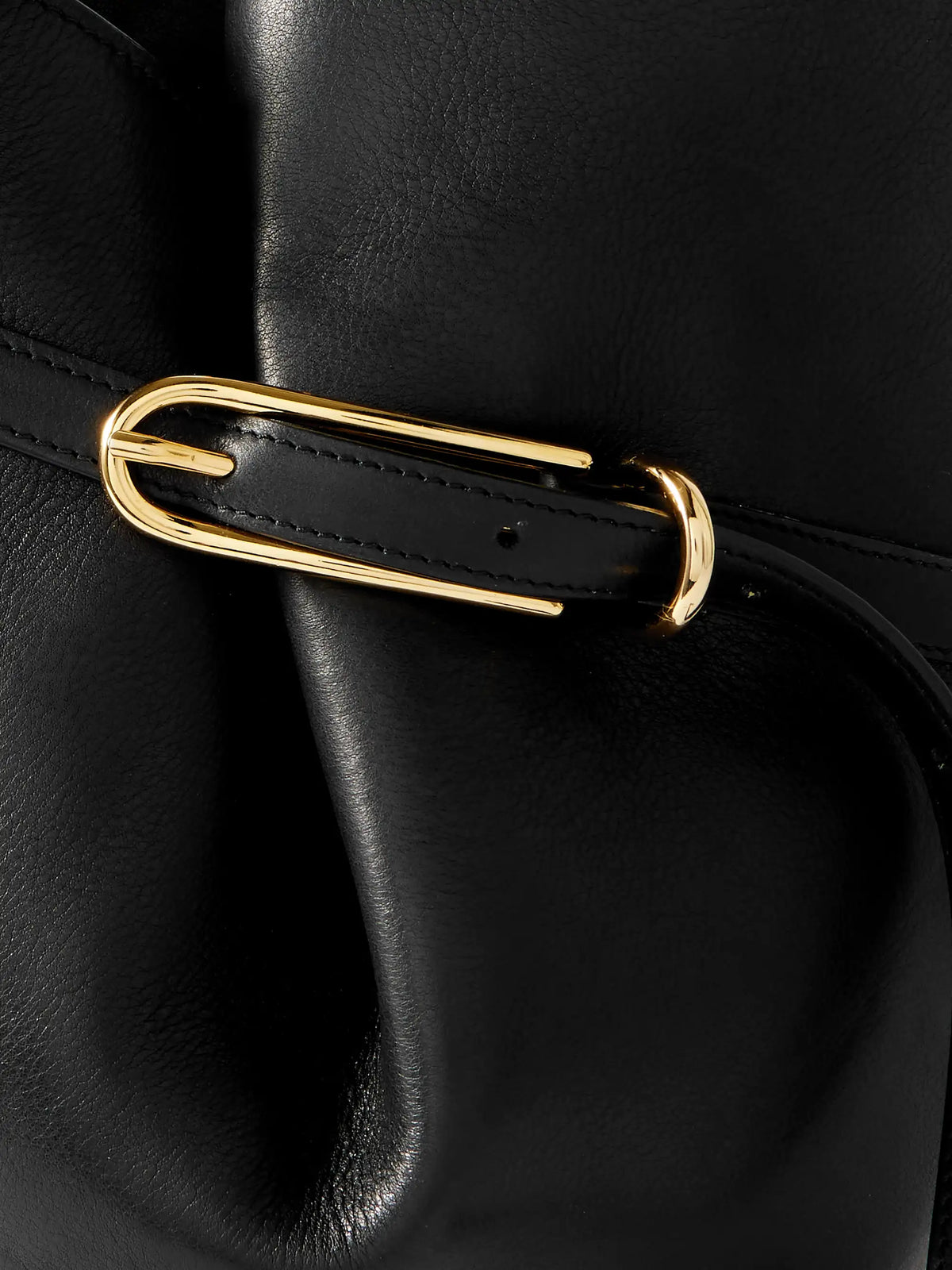 Buckled Leather Bucket Bag