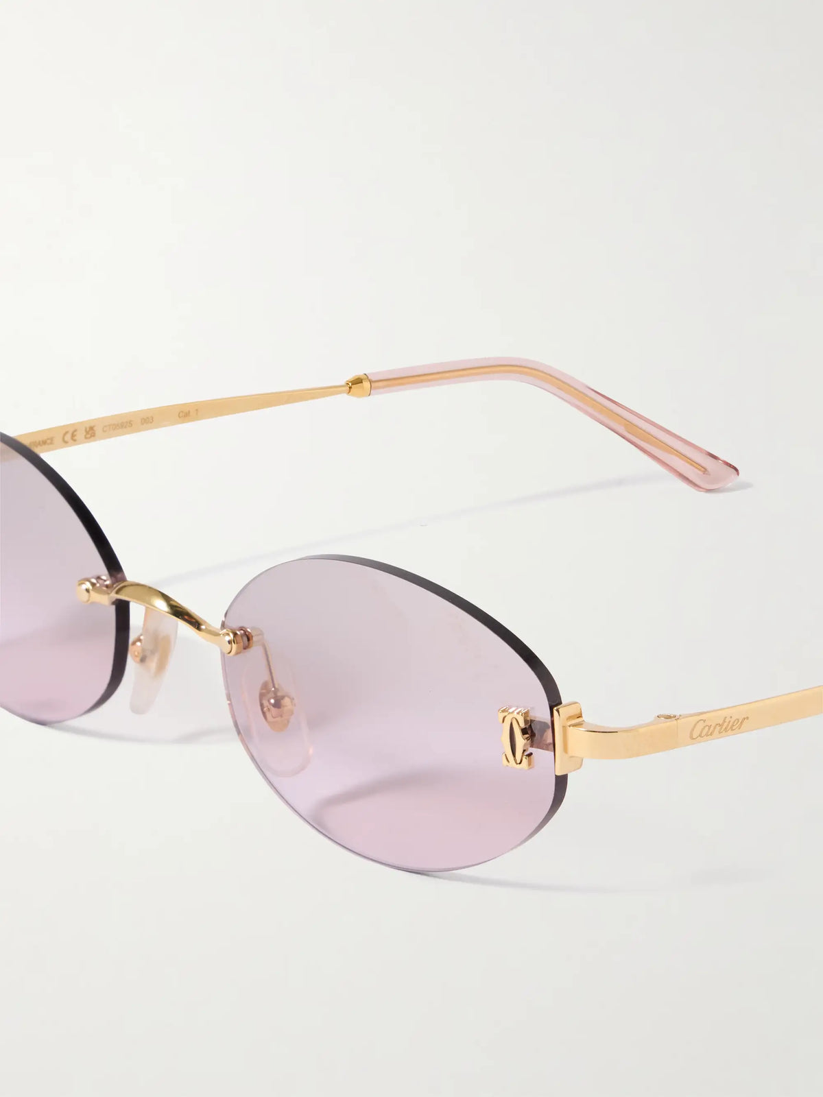 Double C Rimless Oval-frame Gold-tone Sunglasses