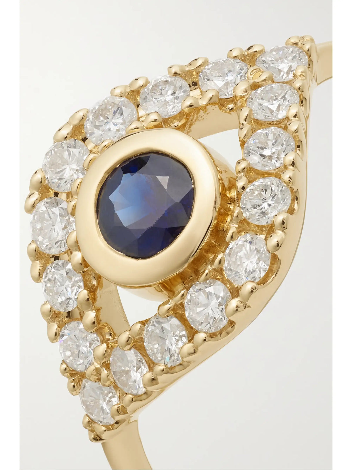 Large Evil Eye 14-karat Gold, Sapphire And Diamond Ring